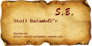 Stoll Balambér névjegykártya